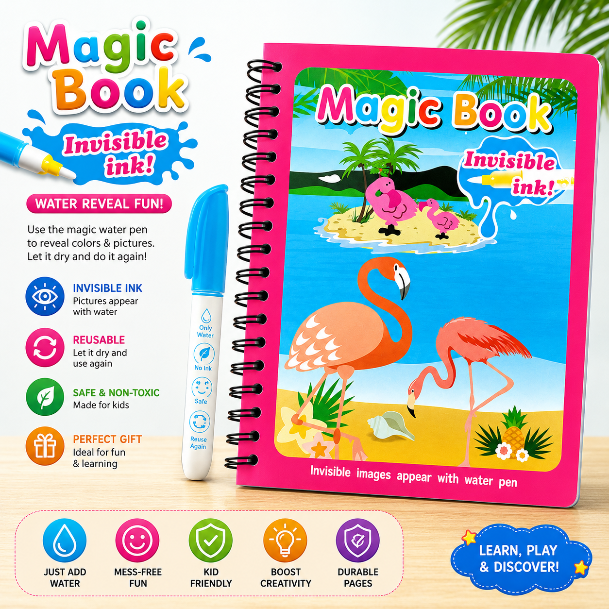 Water Magic Book – Mess-Free Coloring Fun for Kids! 🎨📚