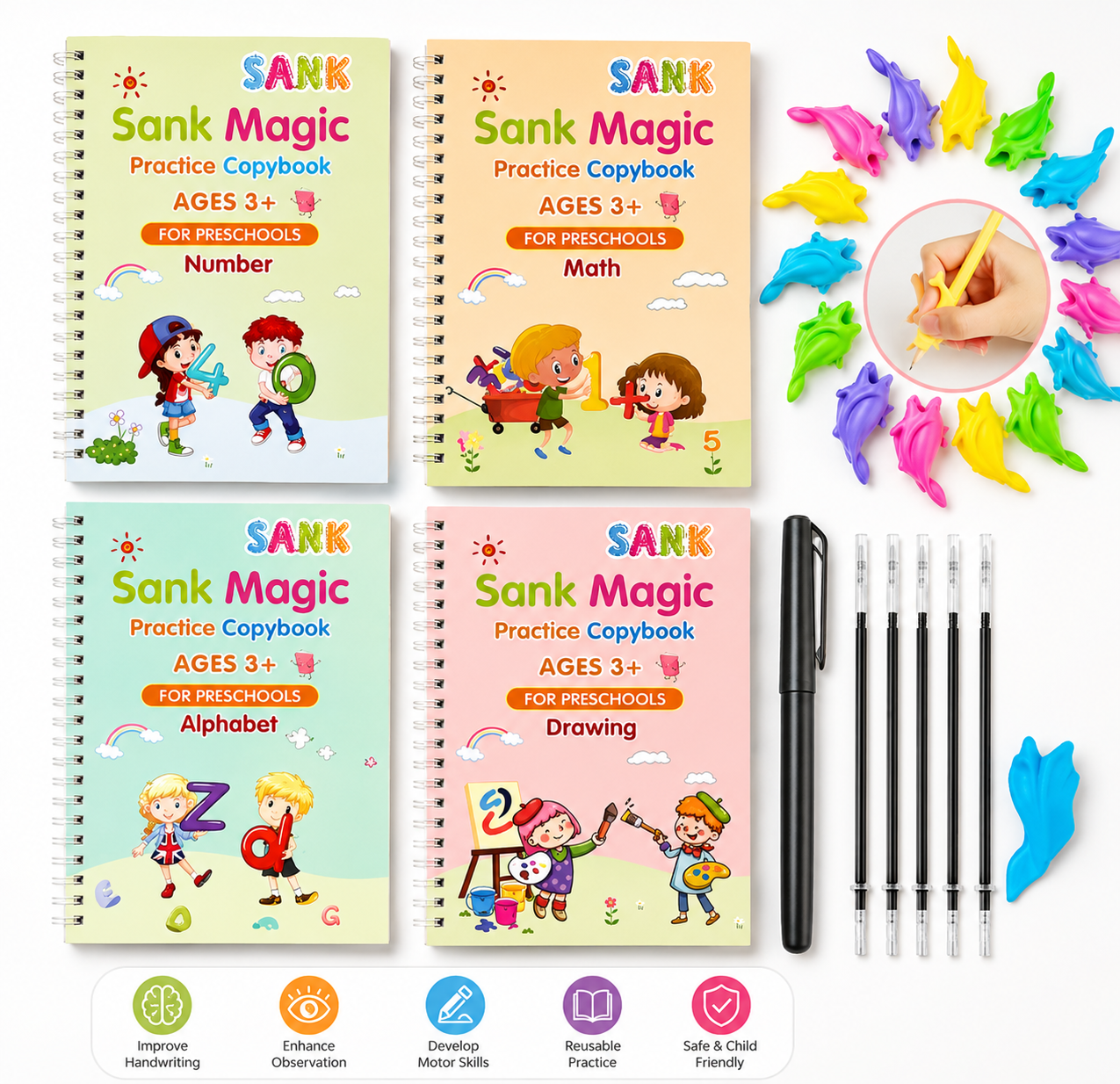 SANK Magic Book – Reusable Handwriting Practice Book for Kids 📚✍️