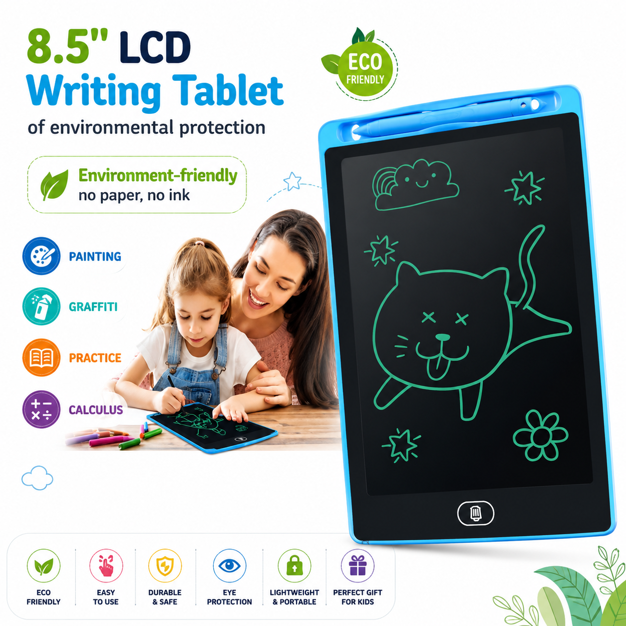 Writing Tablet – Fun, Reusable LCD Drawing Pad for Kids 🎨