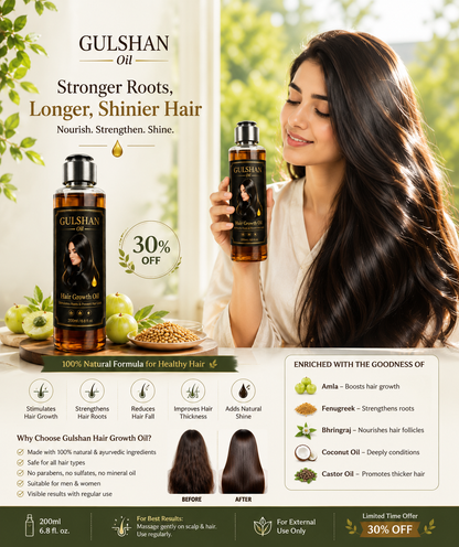 Gulshan Hair Growth Oil – Nourish, Strengthen &amp; Revive Your Hair ✨💚
